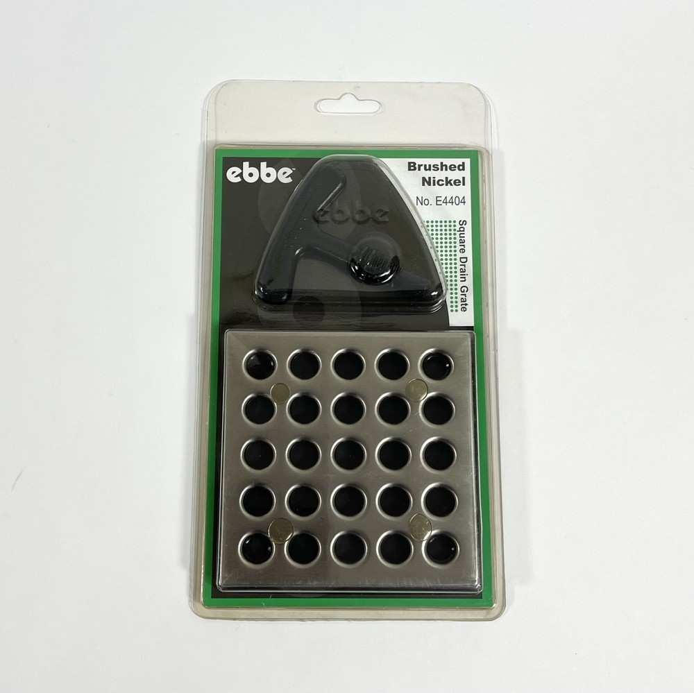 Ebbe E4404 Brushed Nickel Square Drain Grate and E4400 Drain Riser