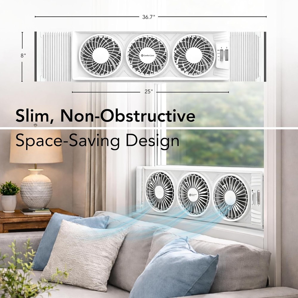 Comfort Zone Triple Blade Window Fan