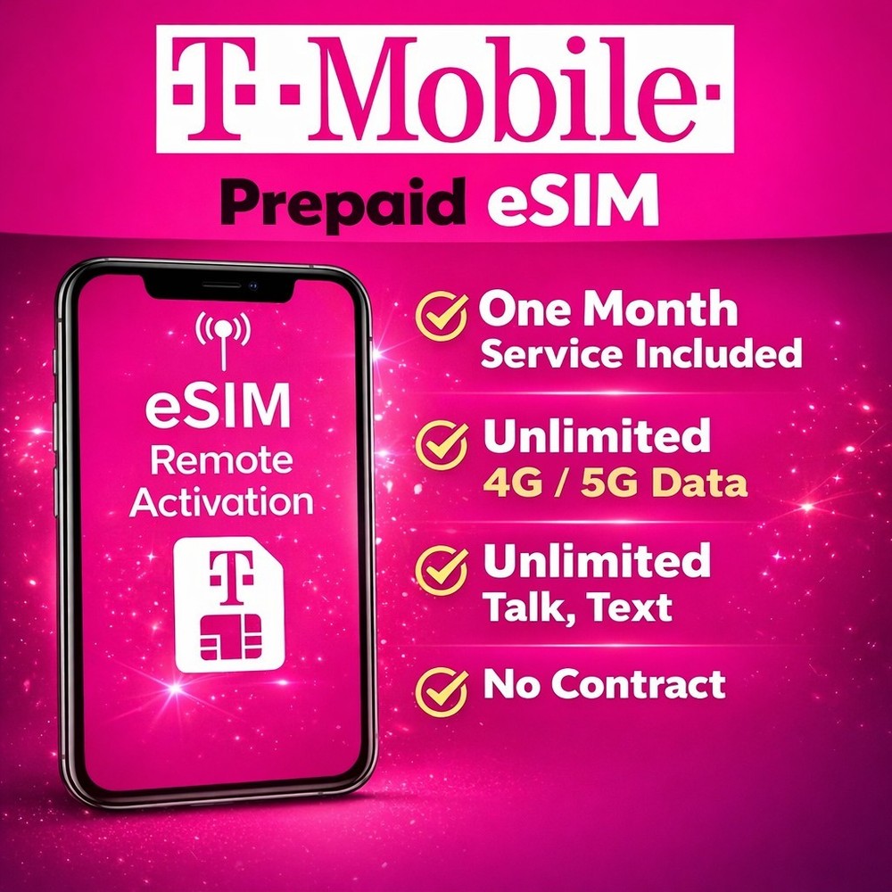 T-Mobile eSIM Unlimited Data 5G One Month  Remote Activation Read Description