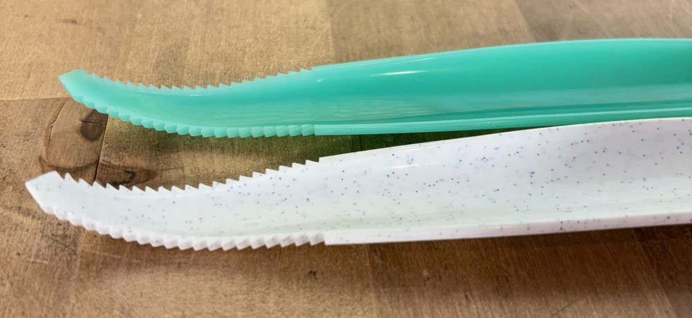 2 Vtg Tupperware Lettuce Tomato Corer Grapefruit Knife Jadeite Speckle White 885