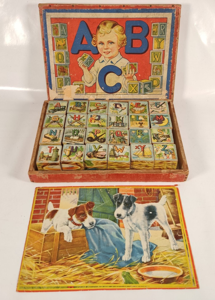 Antique rattle puzzle block game C1900