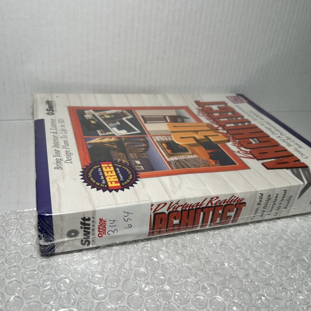 Vtg PC Software 3D Virtual Reality Architect CD Rom NOS Windows Swift Big Box