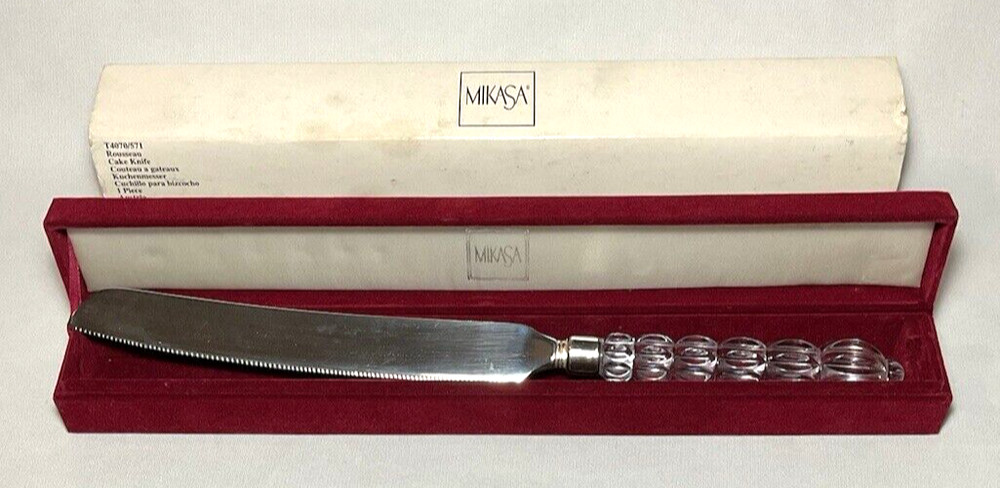 MIKASA ~ Beautiful Solid Crystal Handled CAKE KNIFE w/Box (Rousseau) ~ Austria