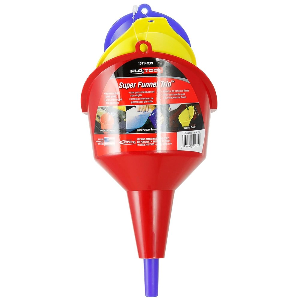 3 Pack Super Funnel Trio Multi Purpose Plastic Funnel Set Multi Purpose New