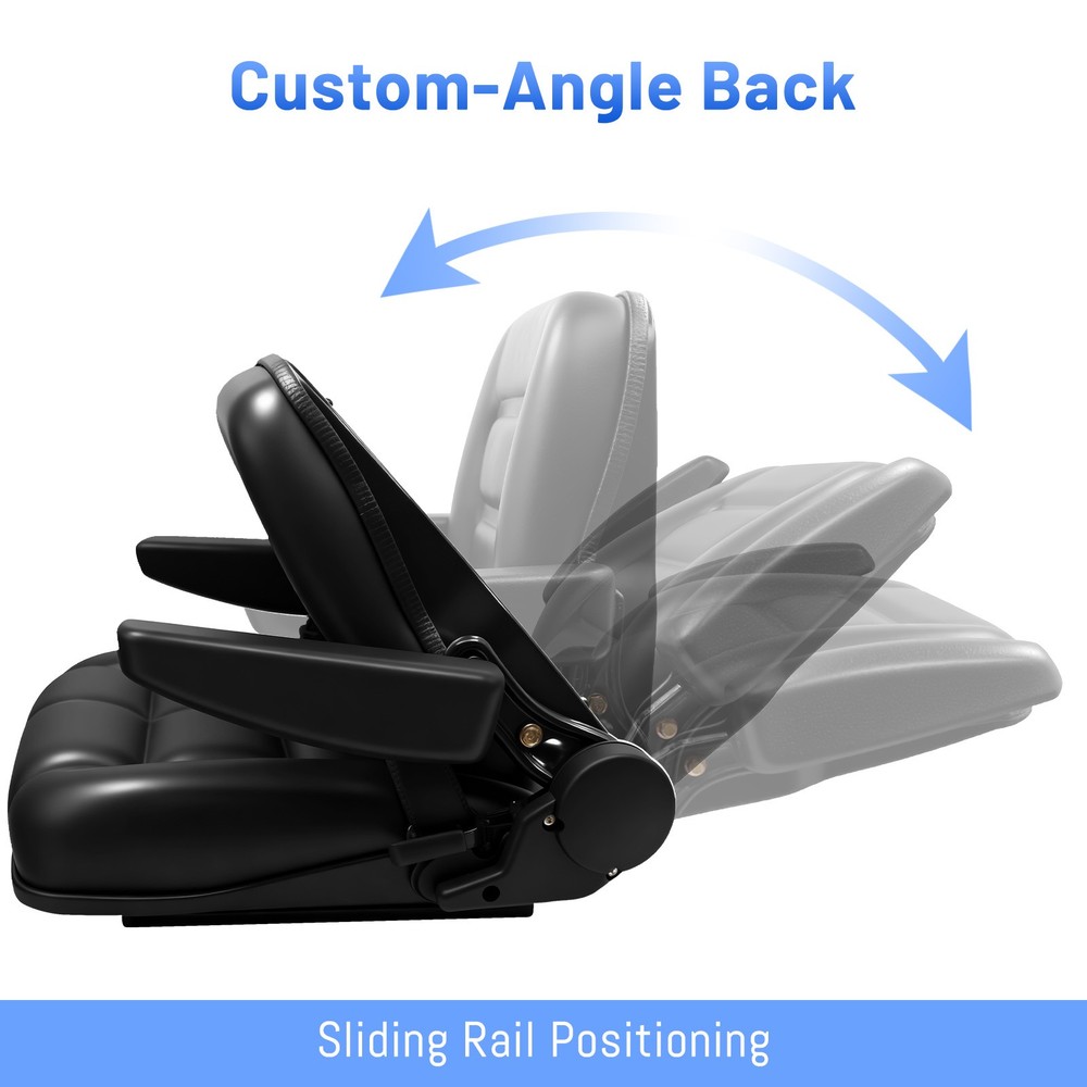 Tractor Forklift Seat Excavator Universal Adjustable Backrest Armrest Safty Belt