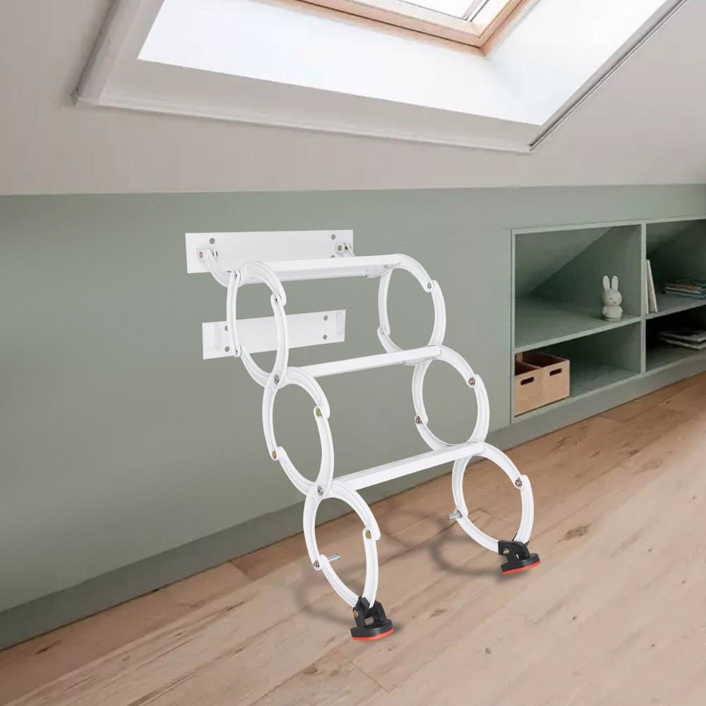 Wall Mounted Attic Ladder, Pull Down Telescoping Step Ladder, 3 Steps Ladder
