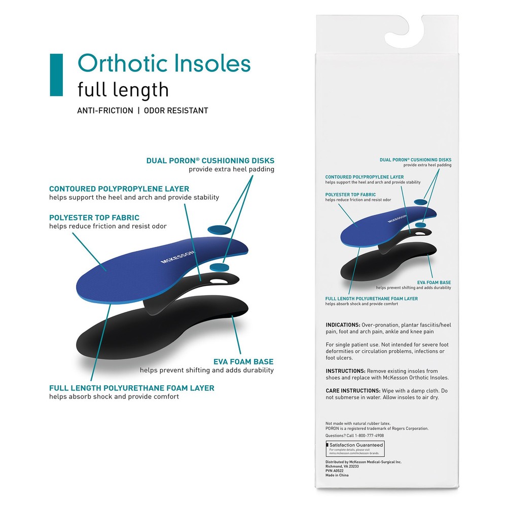 McKesson Blue Orthotic Insole Size E 16-1005-01E