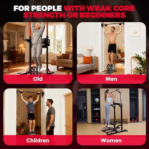 Pull Up Assistance Machine 660 LBS, Multi-Function Adjustable Power Black