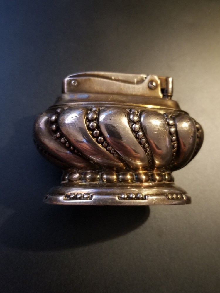 Ronson Crown Heavy Silver Plate Table Lighter Vintage
