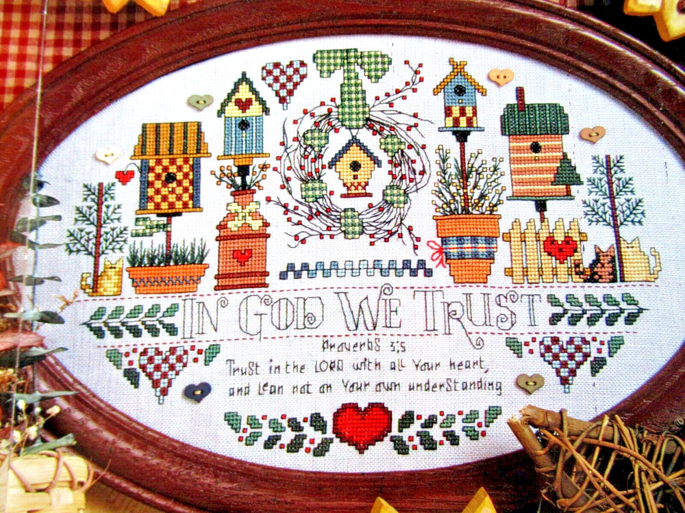Milkpaint Cottage God We Trust Welcome Checkerboad CROSS STITCH PATTERNS