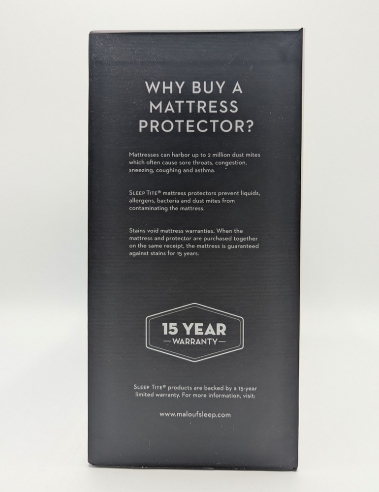 Malouf Pr1me Smooth Hypoallergenic Mattress Protector, Twin