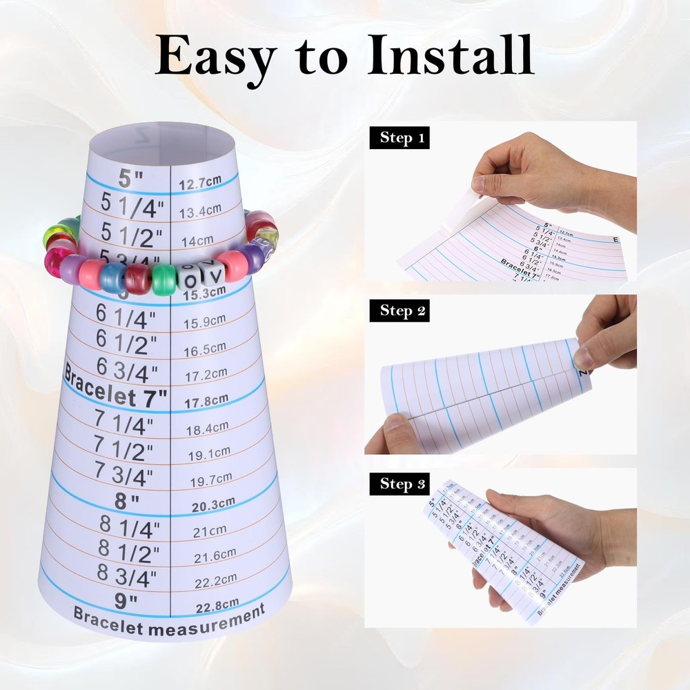 2 Pcs Bracelet Mandrel and Bracelets Sizer Measuring Tool White