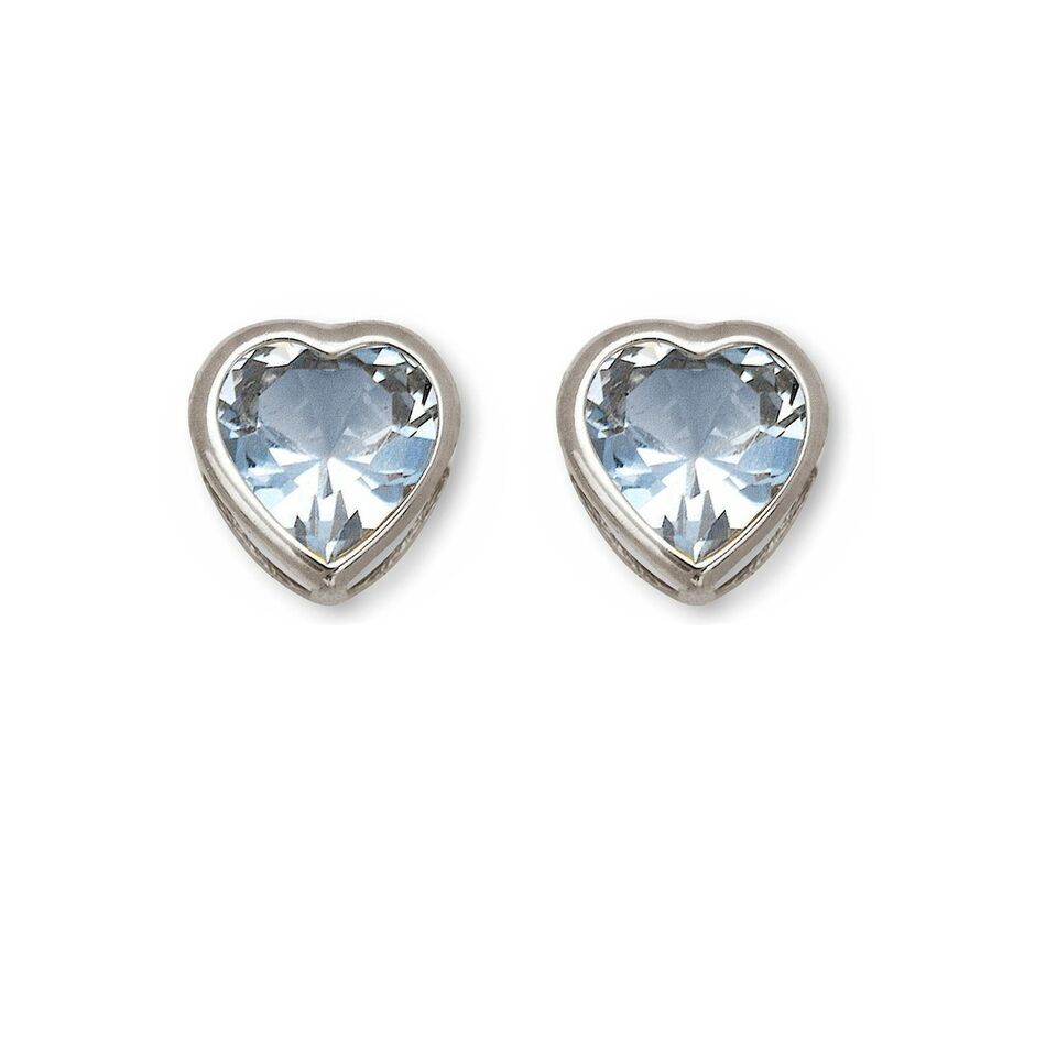 14K Solid Yellow/White Gold Heart Stud Earrings Birthstone