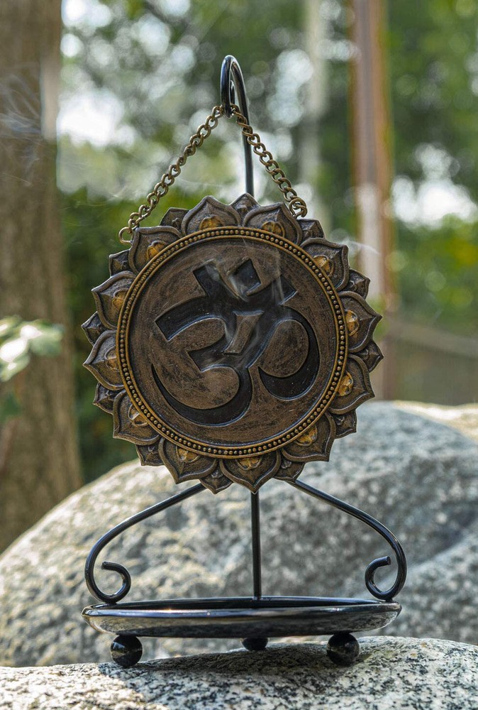 Ebros Buddhism Mandala Ohm Symbol Medallion Disk Backflow Incense Cone Holder