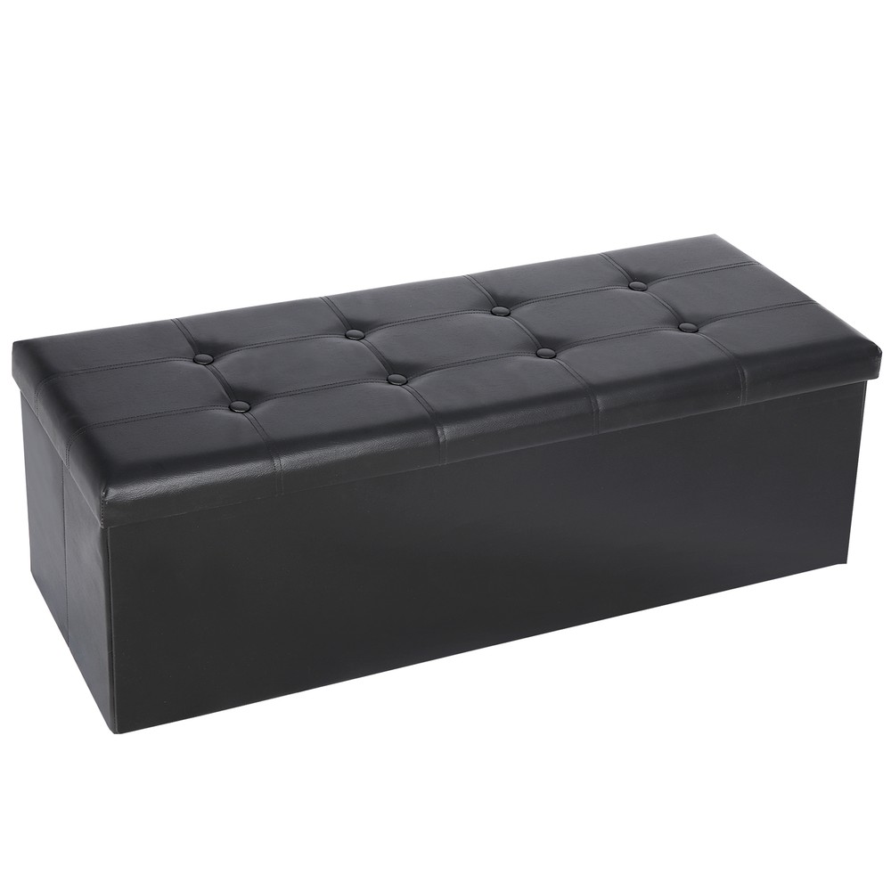 Black 43" Folable Storage Ottonman Bench FootStool Coffee Table Home Use Durable
