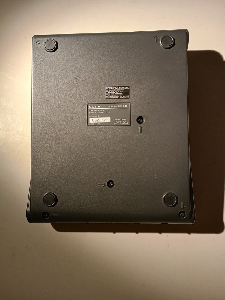 Sony BM-840 Microcassette Transcriber Unit & Pedal No Power Supply