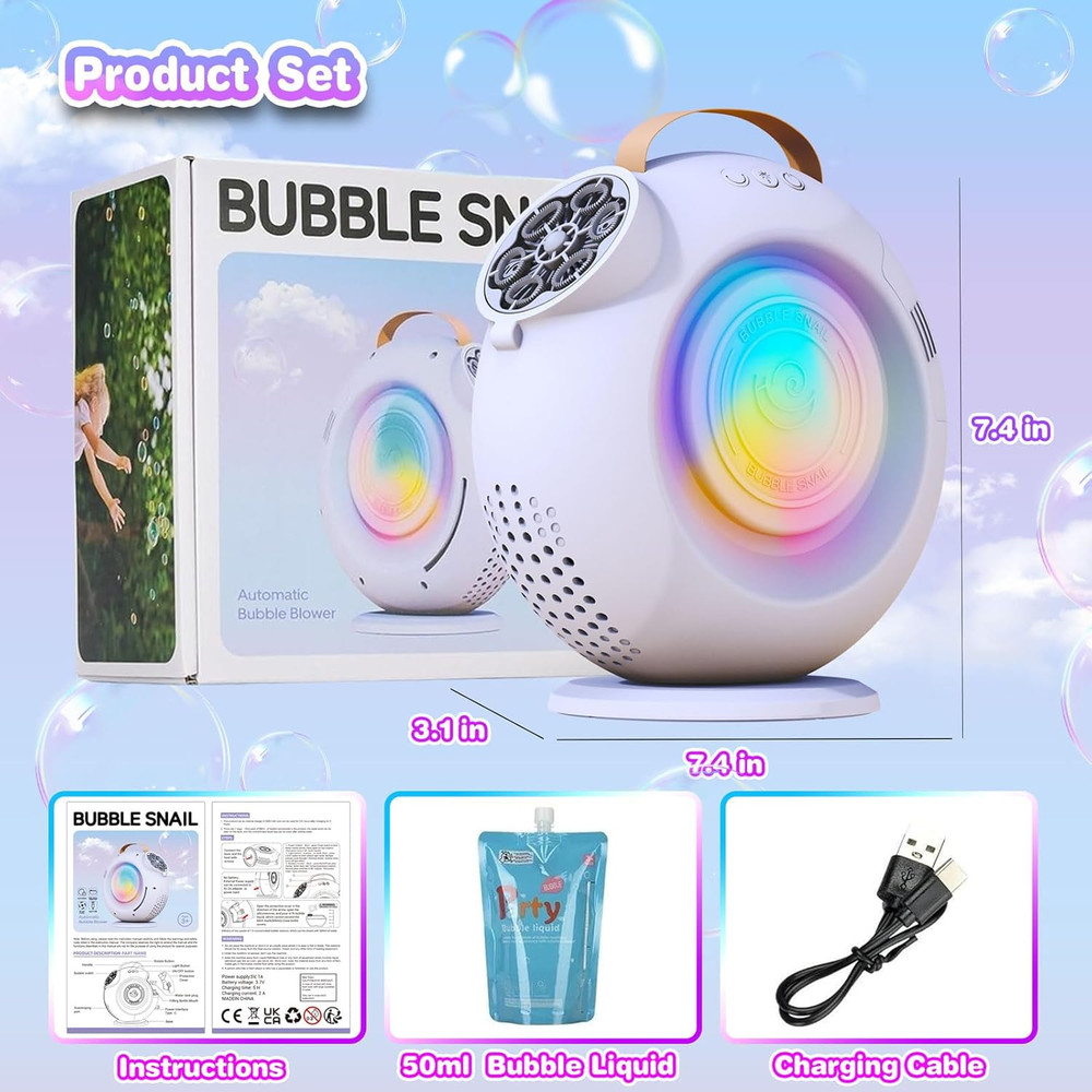 Automatic Bubble Machine for Kids & Toddlers, Rechargeable 15000+ Bubbles per Mi