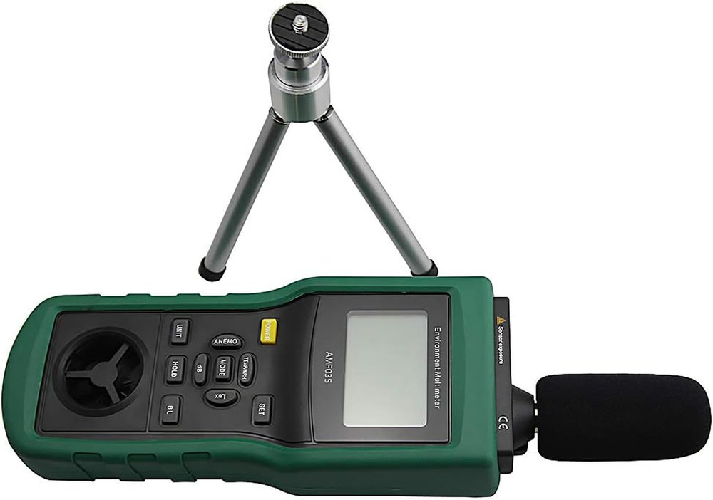 Multi-Function Environmental Meter: Anemometer, Sound, Air Flow, Humidity & LUX