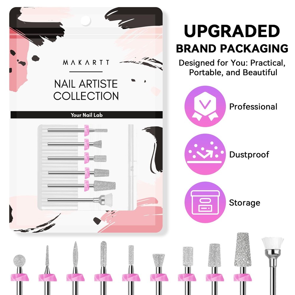 Makartt Nail Drill Bits:10Pcs Dimond Sanding Bit Sets for Drill...