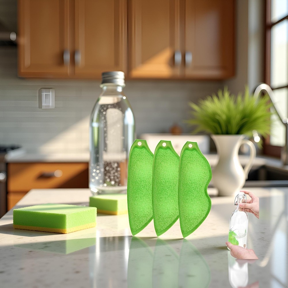 Multipurpose Bean Shaped Sponge Set - 3 Pack Bottle & Internal Cleaning Spong...