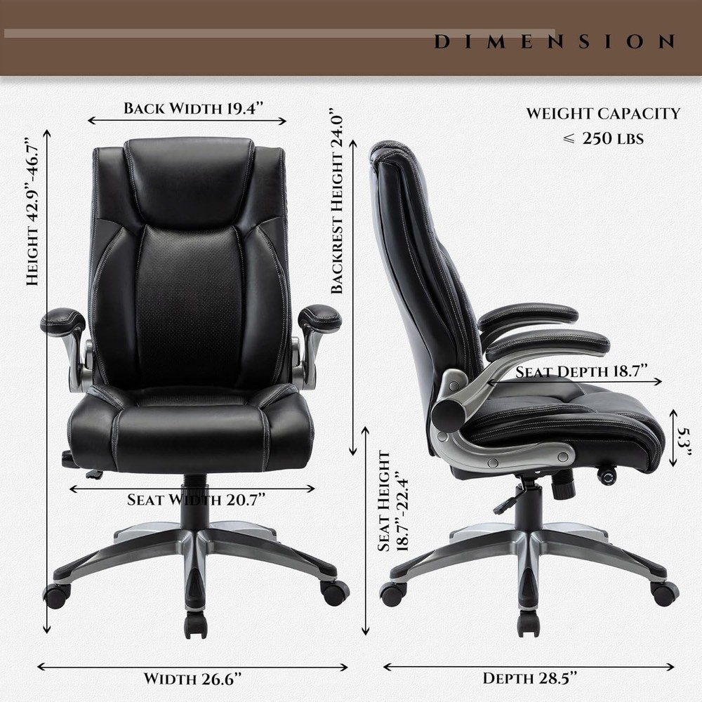 Ergonomic Office Chair High Back Leather Adjustable