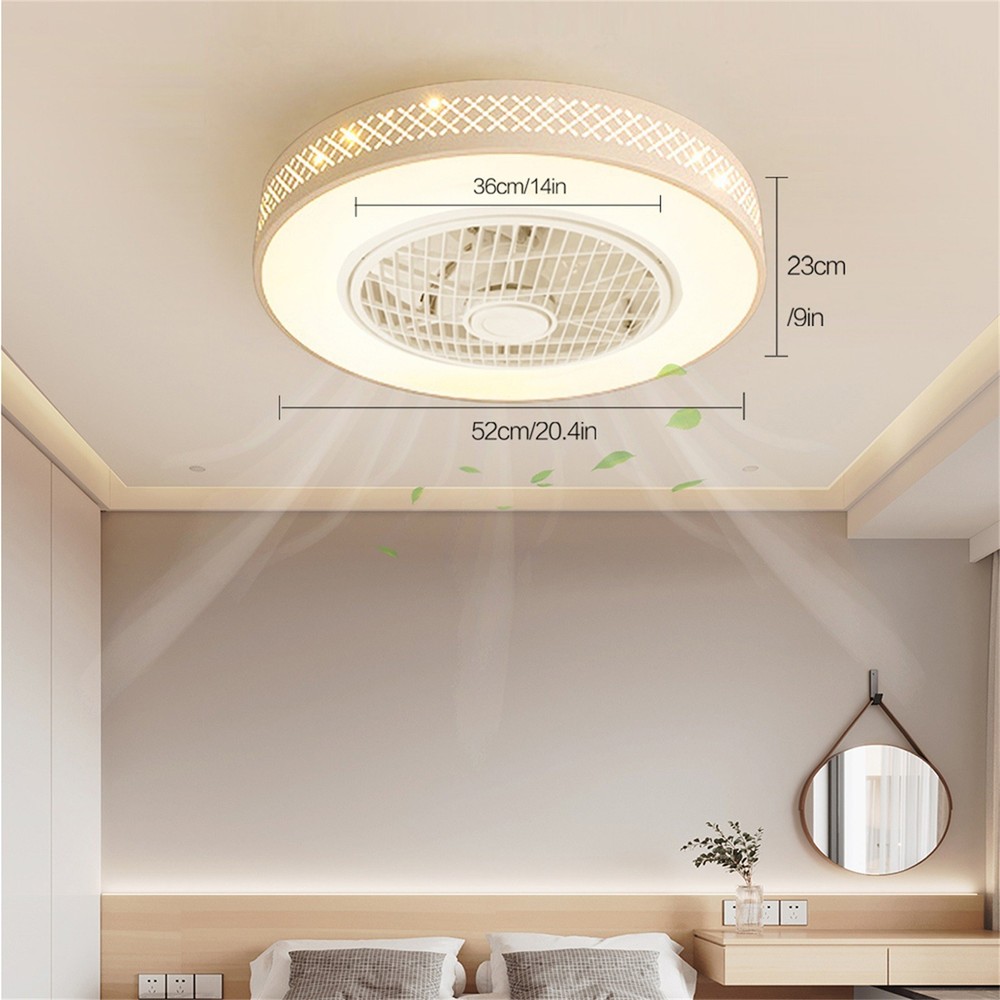 Modern Stepless Dimming Ceiling Light Fan Round Fan Lamp & Remote Controller NEW