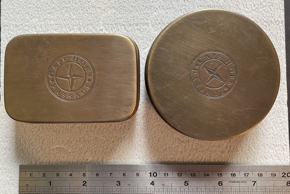 2 Pc Cape Horn Passage Brass Boxes