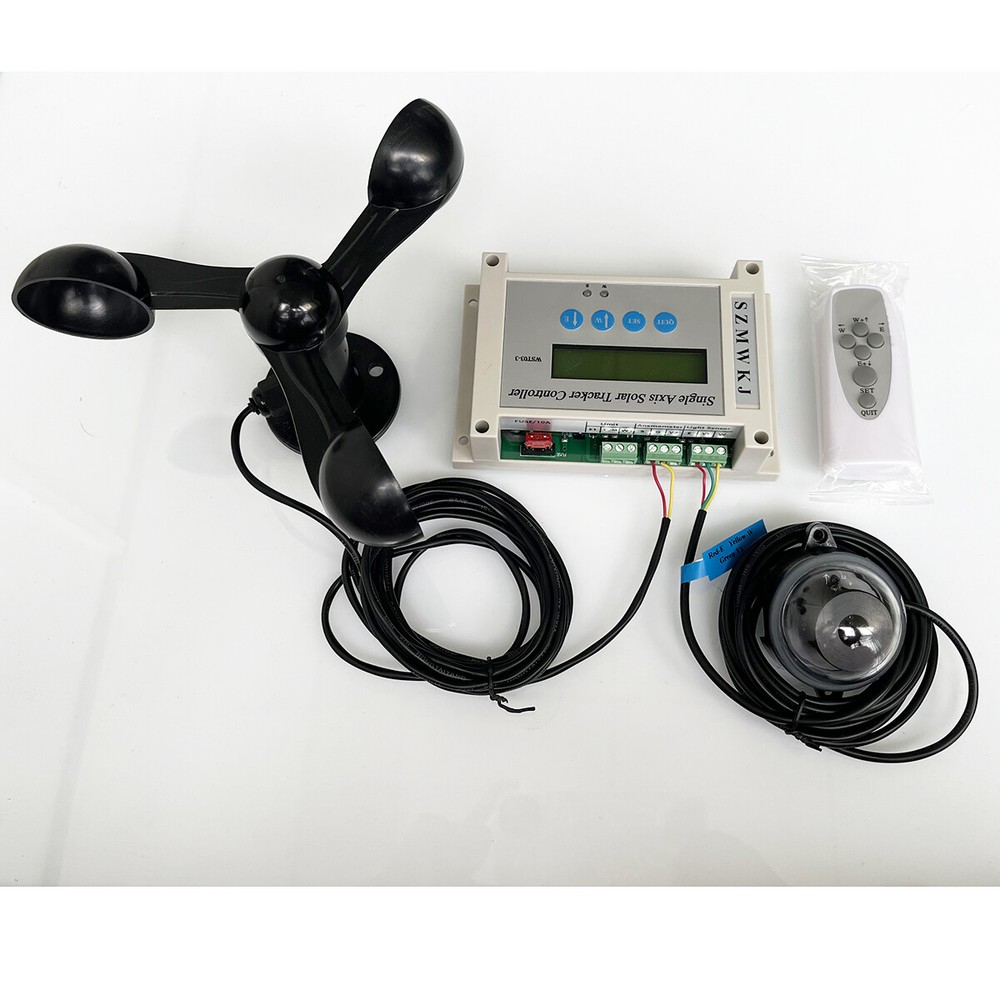 Electronic Single Axis Solar Tracker Controller+Light Sensor +Remote +Anemometer