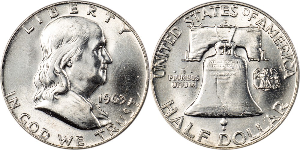 1963-D Franklin Half Dollar - Blast White - Lustrous BU GEM!