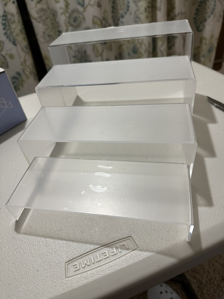 Large Acrylic Risers 8 Pcs 2 Set Display Rectangular Stands Shelf Clear