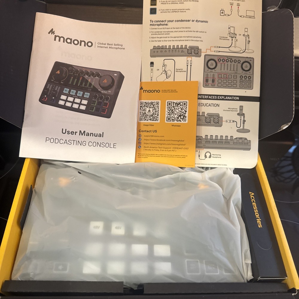 Podcast Equipment Bundle: Audio Interface mixer with Dual XLR Input for Podca...