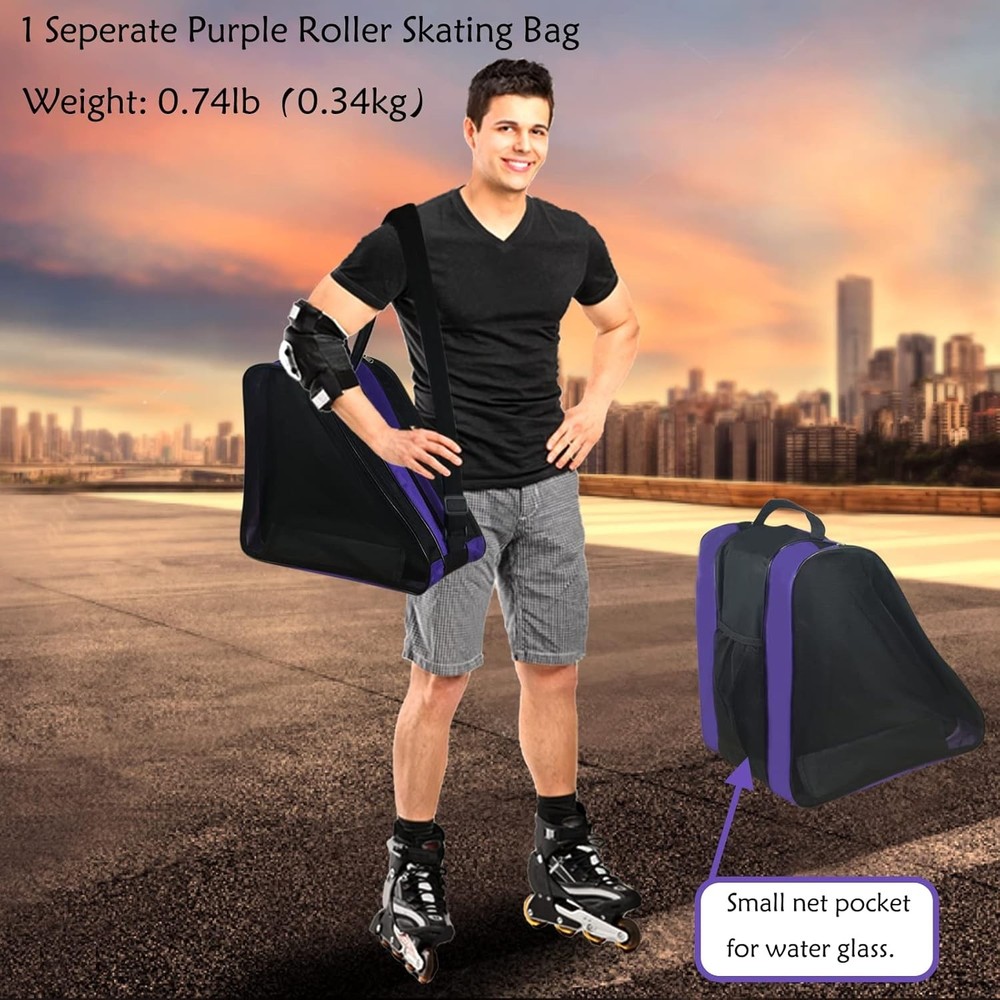 Versatile Skate Bag for Quad and Inline Skates - Large Purple Storage Solution