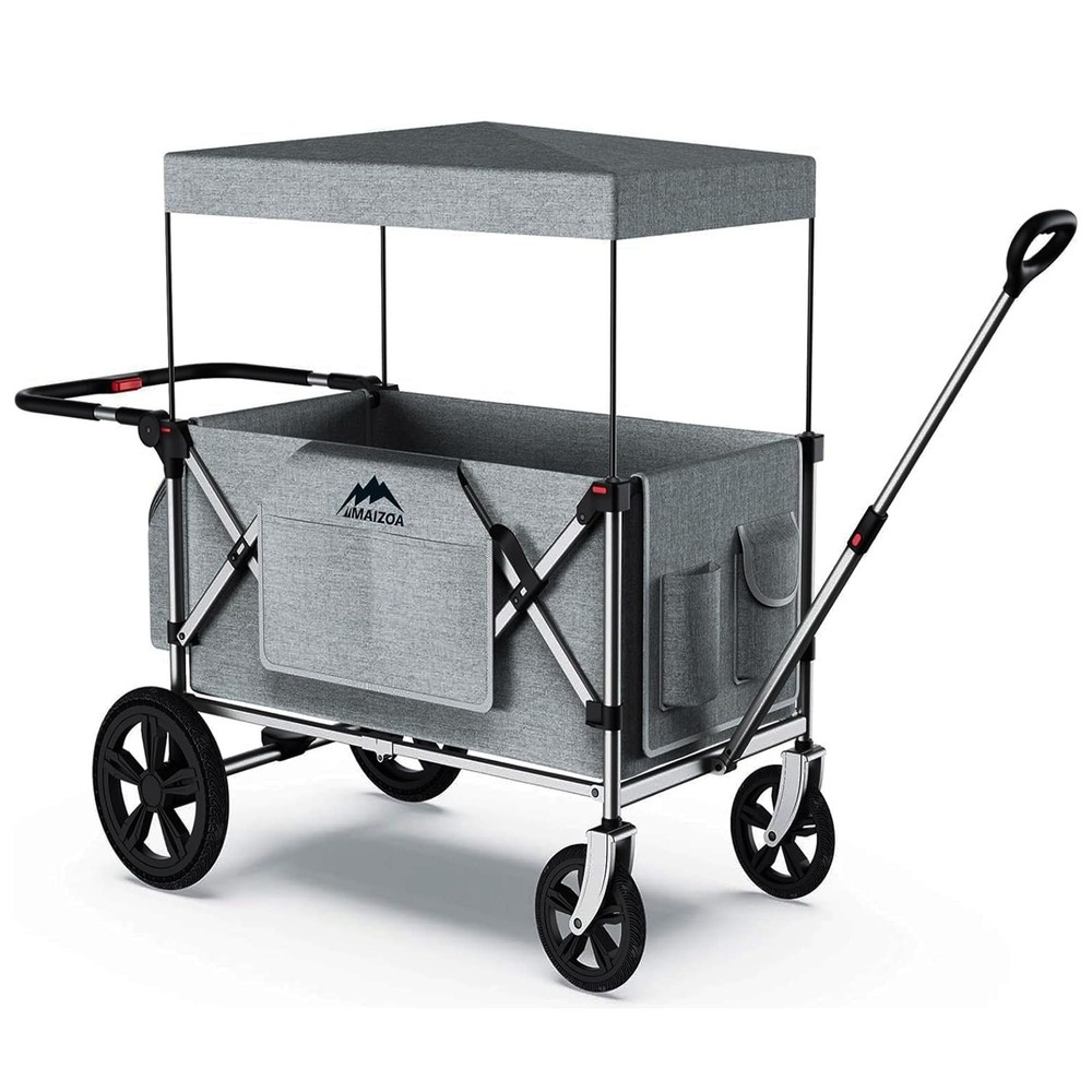 Foldable Wagon Stroller, Stroller Wagon for 2 Kids with 5-Point Harnesses,Adj...