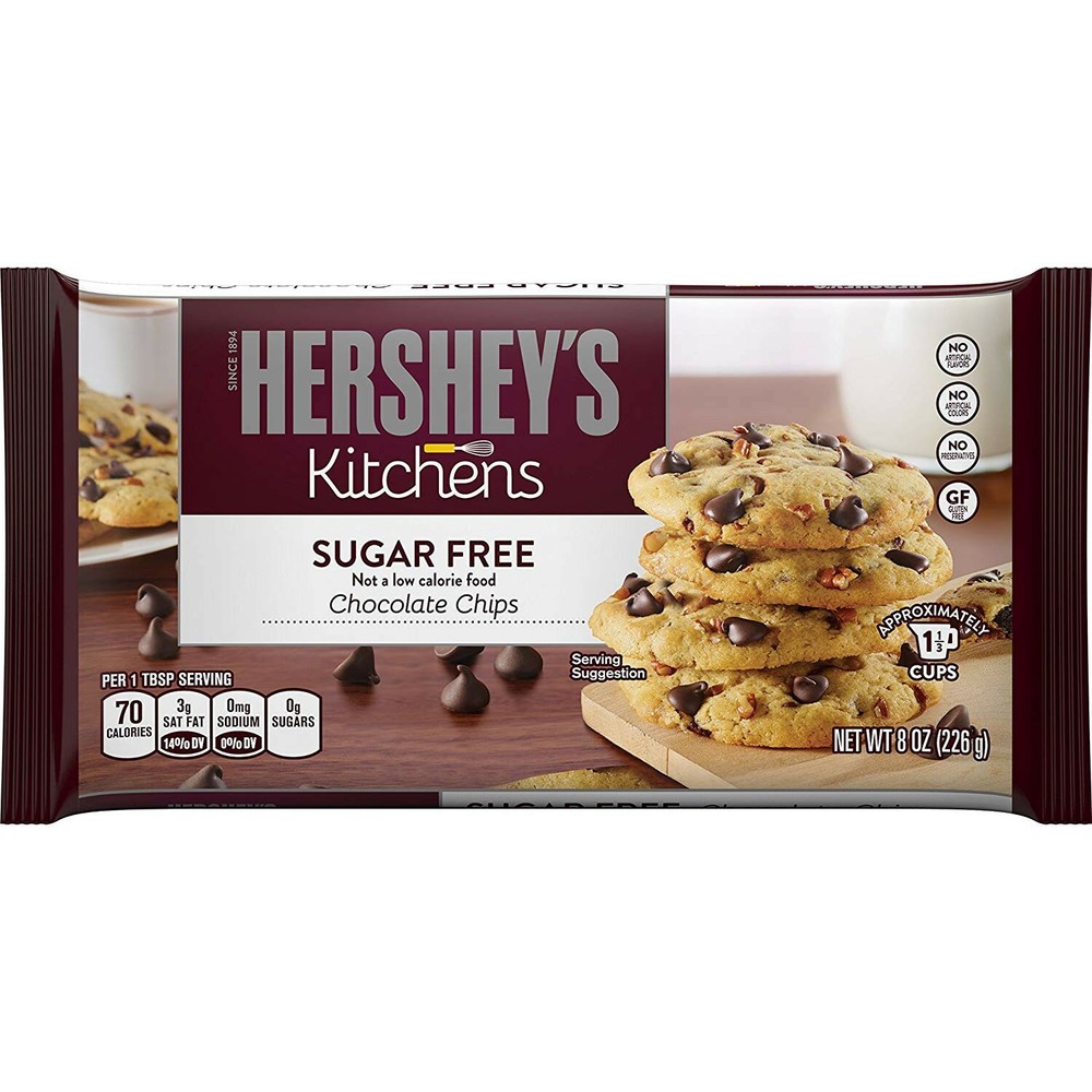 Hershey's Sugar Free Chocolate Chips 8 oz Hershey 2 pack