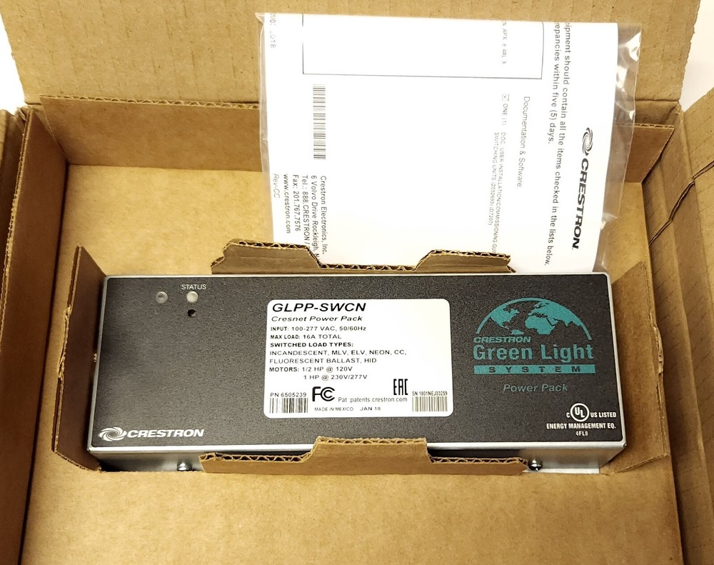 CRESTRON GLPP SWCN Green Light System CRESNET POWER PACK Power Supply INPUT