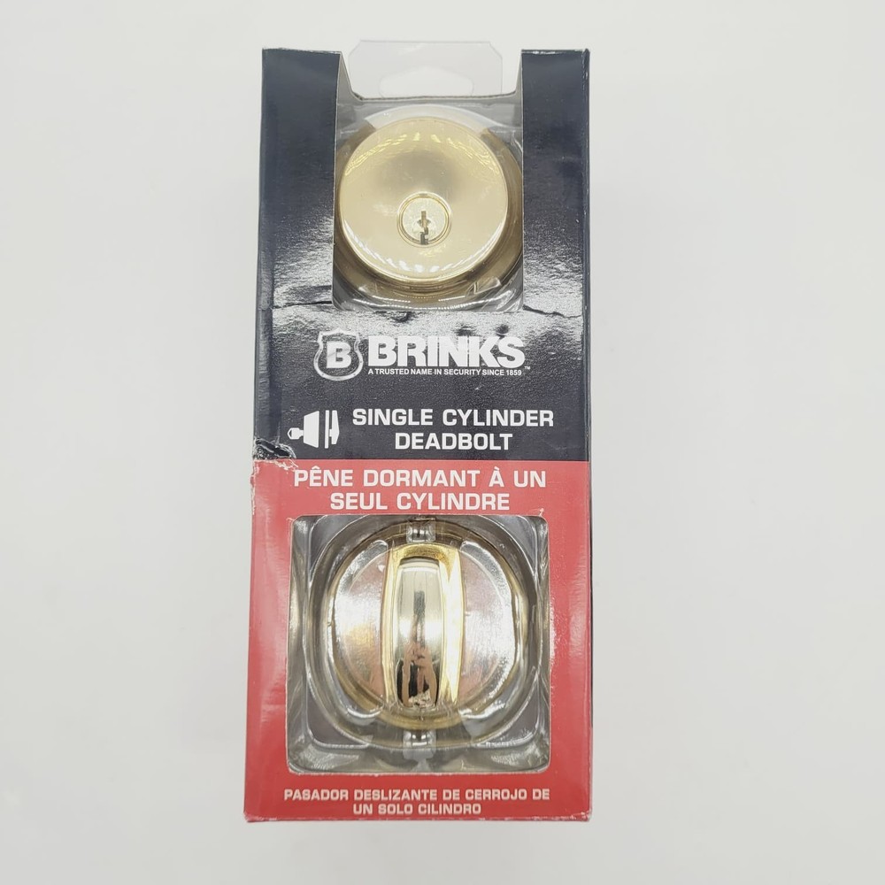 Brinks Polished Brass Push Pull Rotate Deadbolt Steel Door Security Lock