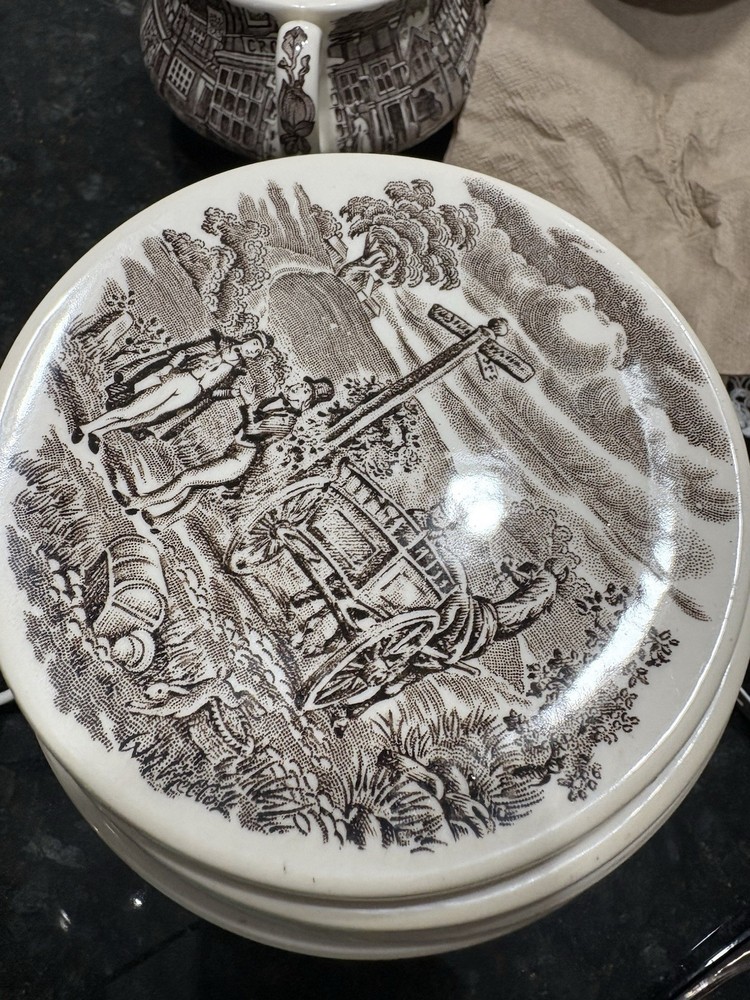 English Ironstone Dickens Brown Transfer Ware Coasters