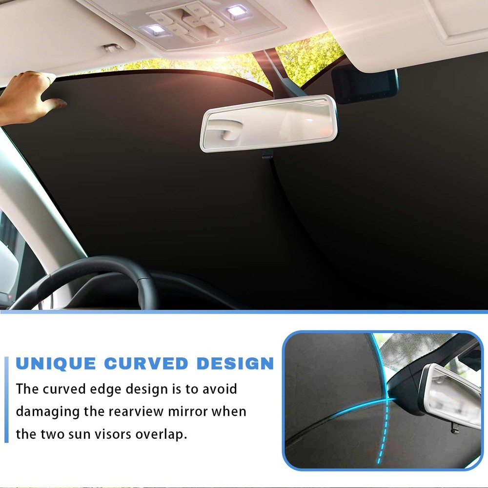 2X For Jeep Front Windshield Sun Shade Reflective Screen Foldable UV Block Cover