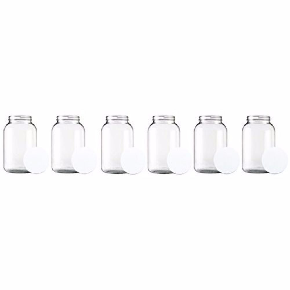 One Gallon Wide Mouth Glass Jar with Lid-Set of 6