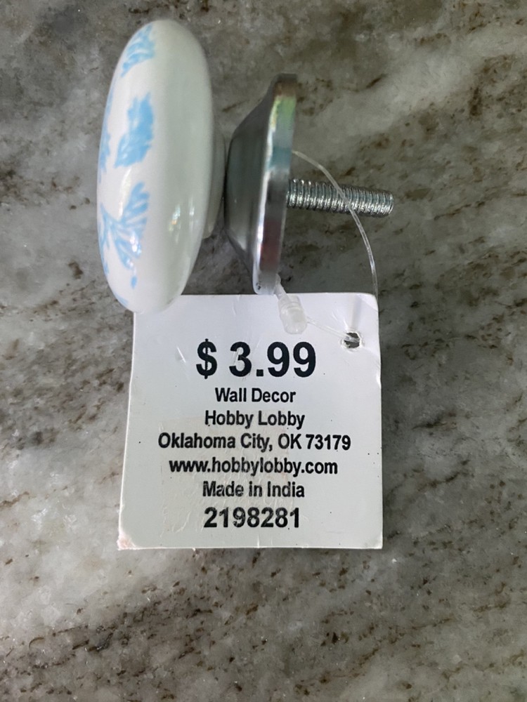 Set of 6 Ceramic Drawer Pulls 🔵 Coastal Blue Coral Pattern 🔵