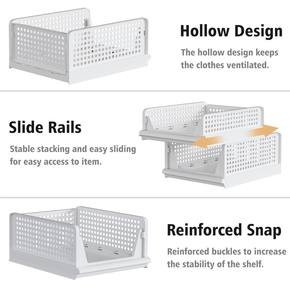 Foldable Storage Basket Bin - Closet, Living Room, Bath, Kitchen Organizer