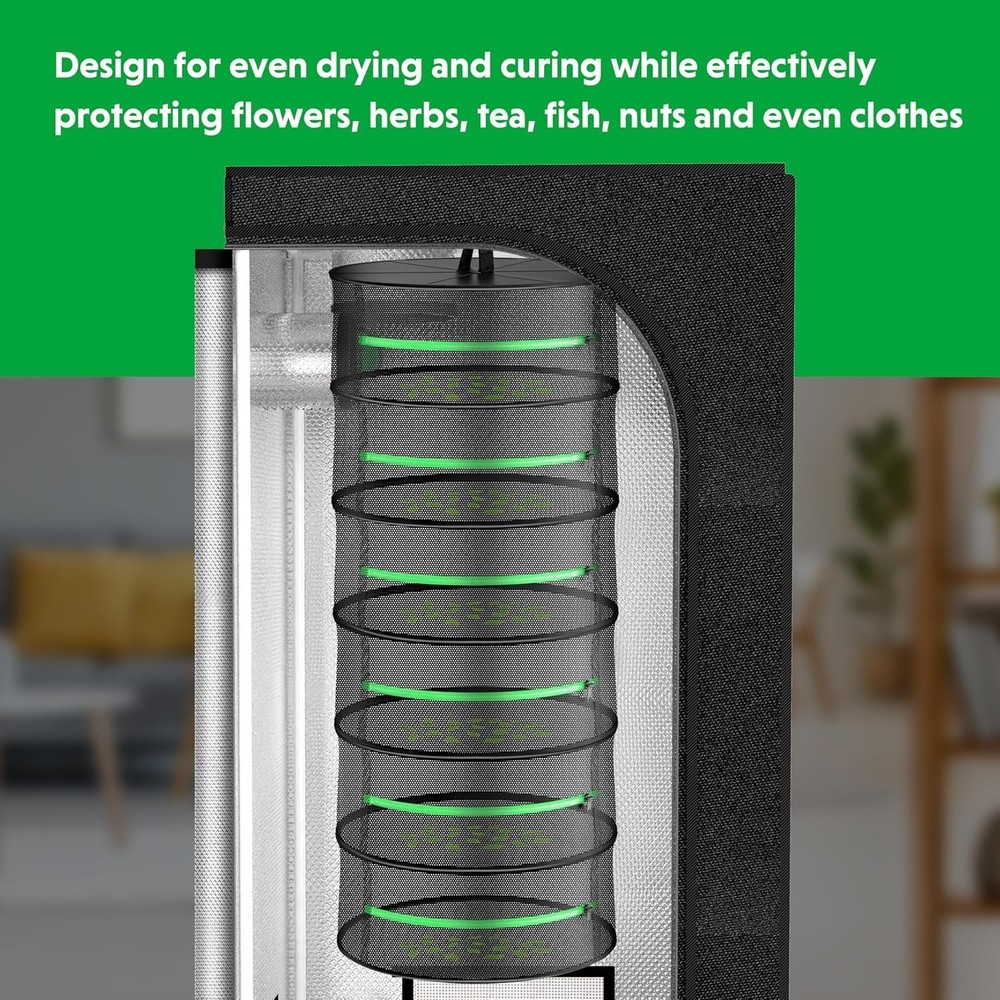 Herb Drying Rack Hanging 6 Layer 24'' with Zipper &Hook Dry Mesh Folding Durable