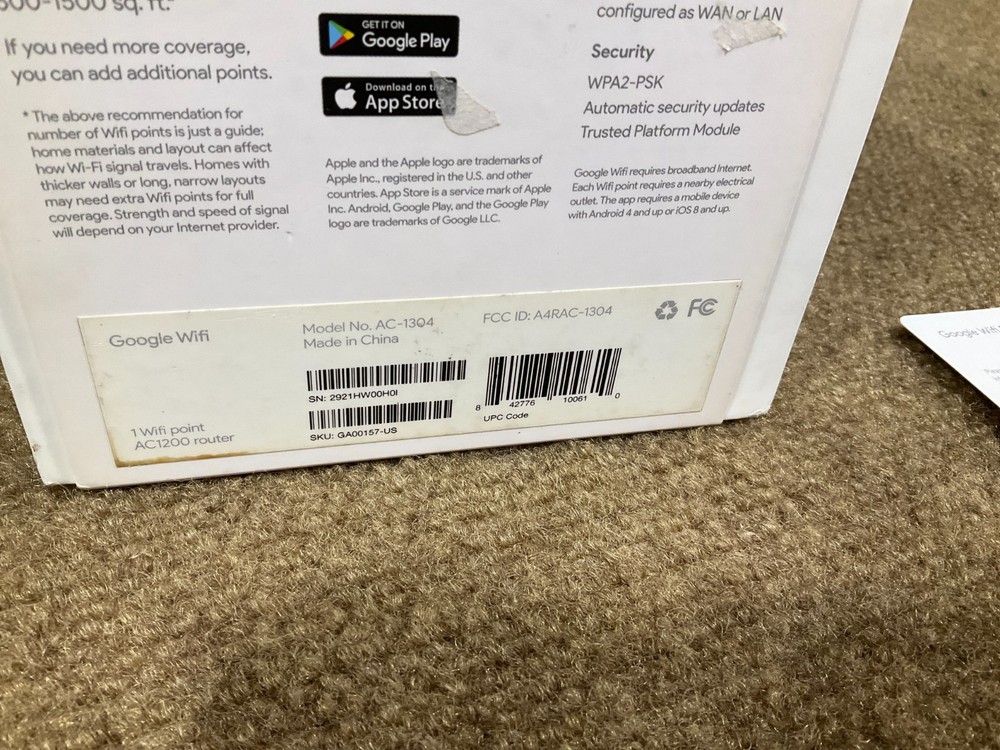 Google WiFi Access Point 1 pack GA00157-US 🇺🇸✨🇺🇸✨ OPEN BOX!!!!
