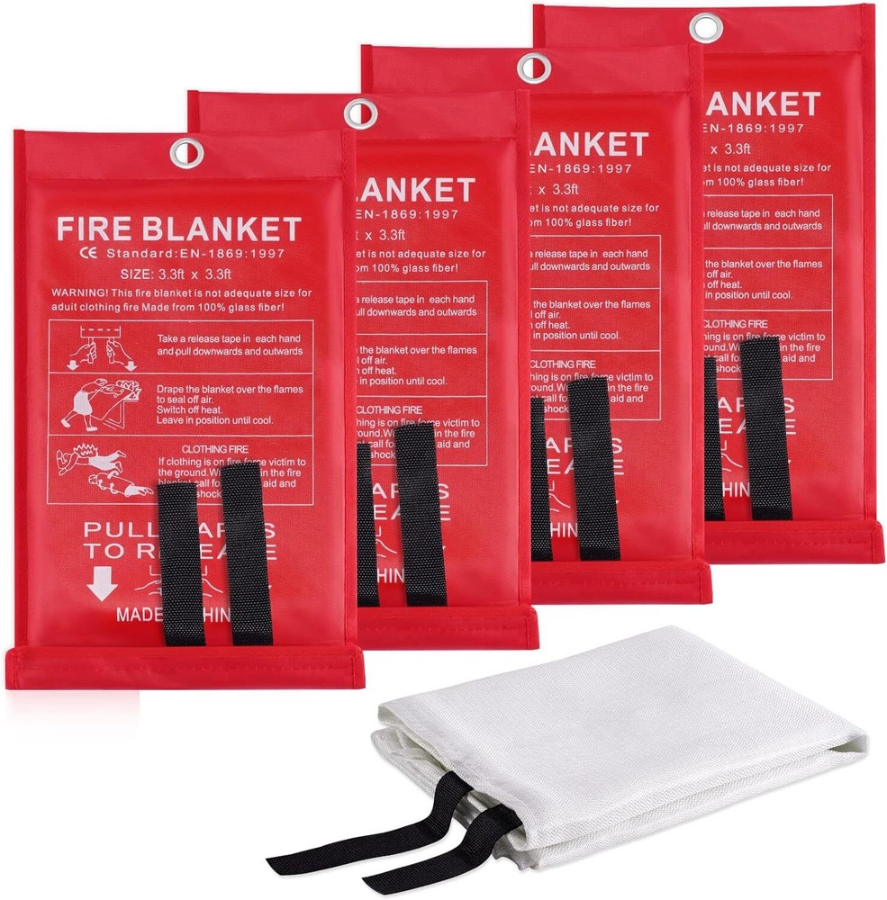 Fire Blanket Emergency Fire Suppression Blanket Home Car Fire Retardant 4 Pack
