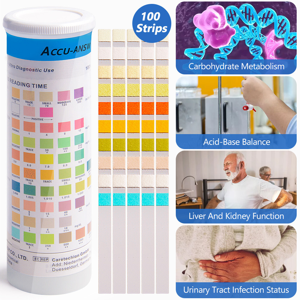 100 x Accu-ANSWER 10-in-1 Urinalysis Test Strips 10 Parameter Urine Test Strips