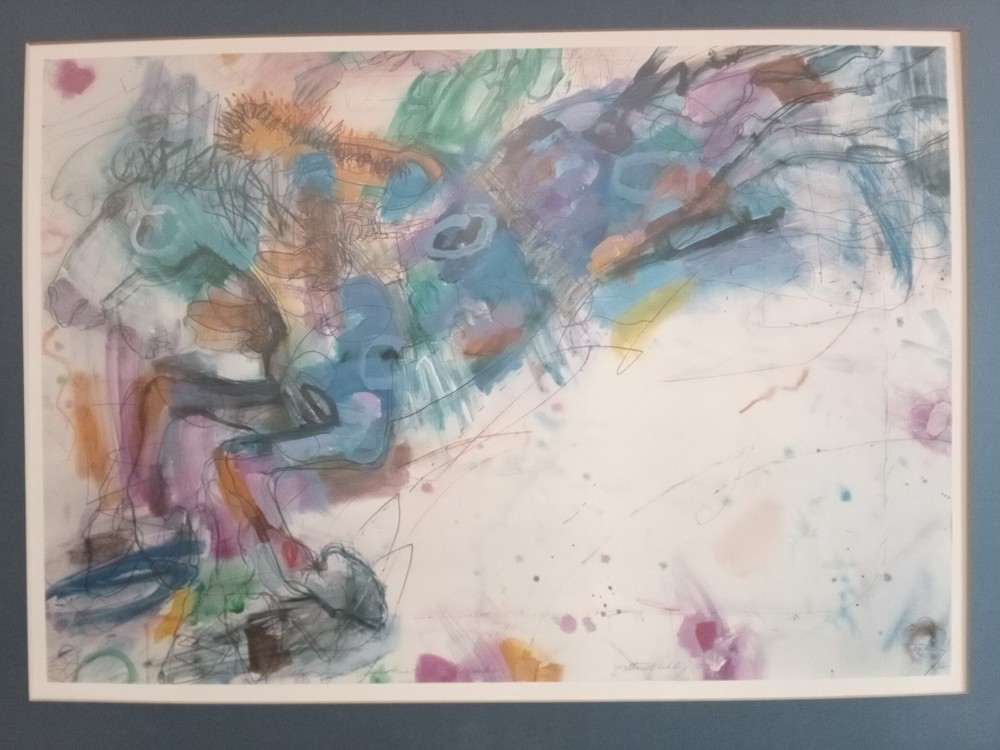 Abstract Rodeo Horse Signed and Matted