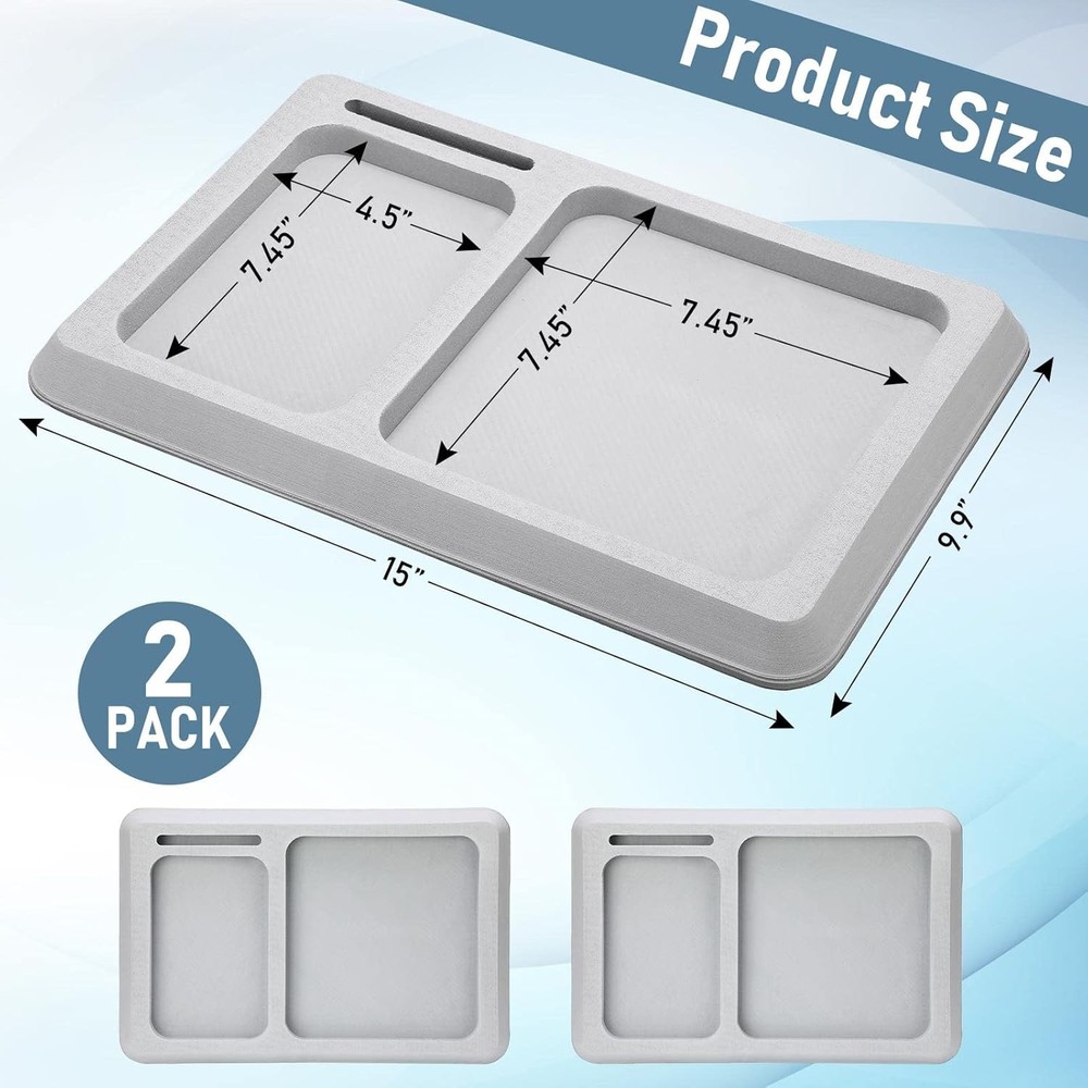 2 Pcs EVA Foam Boat Dash Pad 2 Compartment Cell Phone Gray