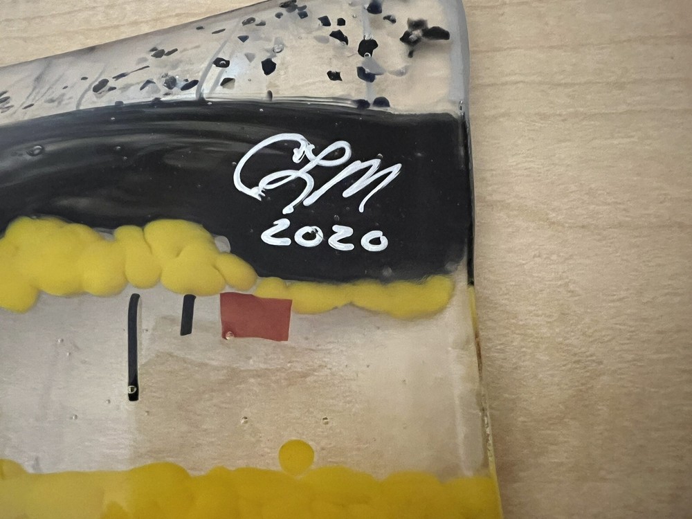 Abstract Art Glass Tray Dish Signed CLM
