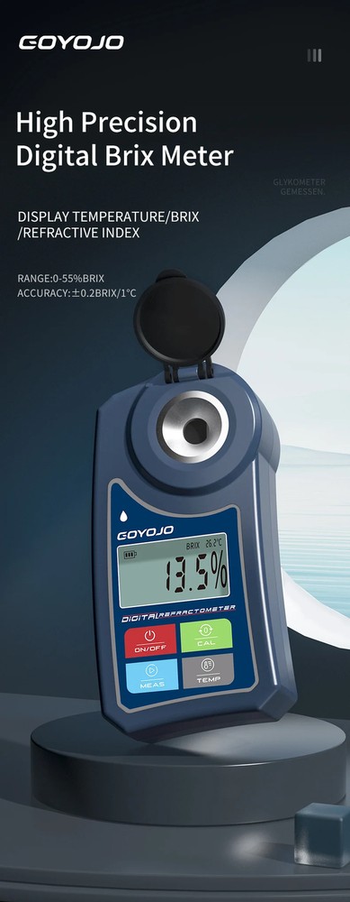 Digital Fruit Refractometer Brix Meter 0-55.0% Measurement Sugar Content Tester