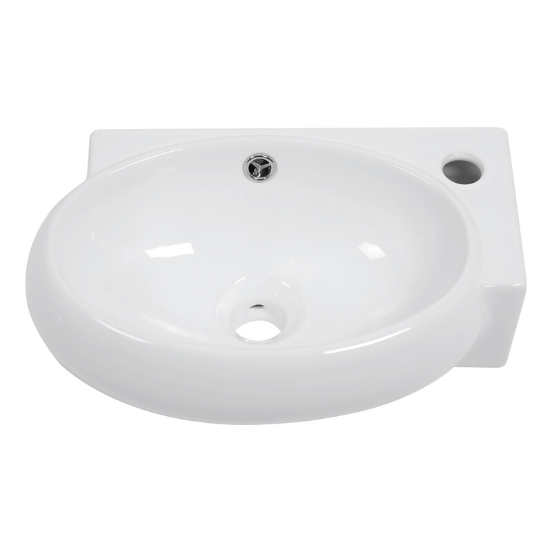 Small Wall Mount Vessel Sink Rectangle Sink White Ceramic Bathroom Sink-Right